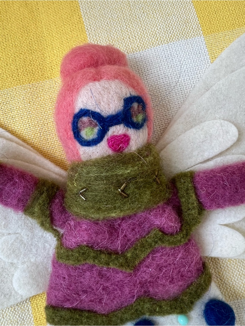 Anthropologie Felt Angel Tree Topper in Pink, Cream, Blue - Picture 4 of 4